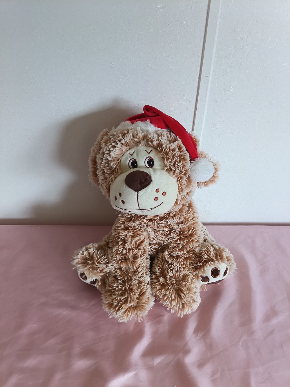 13” Plush Teddy Bear with Santa Hat – Soft Holiday Stuffed Animal